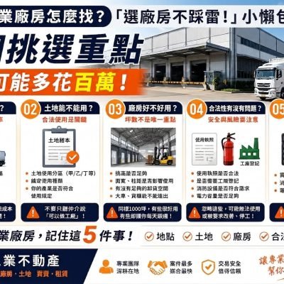 台南工業廠房怎麼找？5大挑選重點｜7+1工商不動產