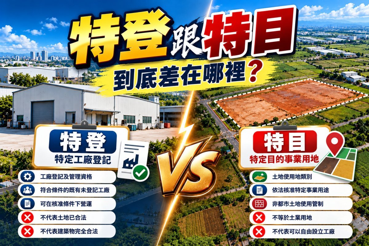 特登跟特目差在哪？2026特定工廠登記、特定目的事業用地與合法化流程一次看懂