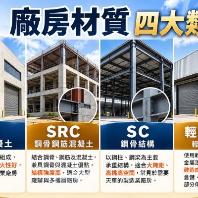 廠房材質怎麼選？RC、SRC、SC鋼構、輕型鋼構完整比較｜7+1工商不動產